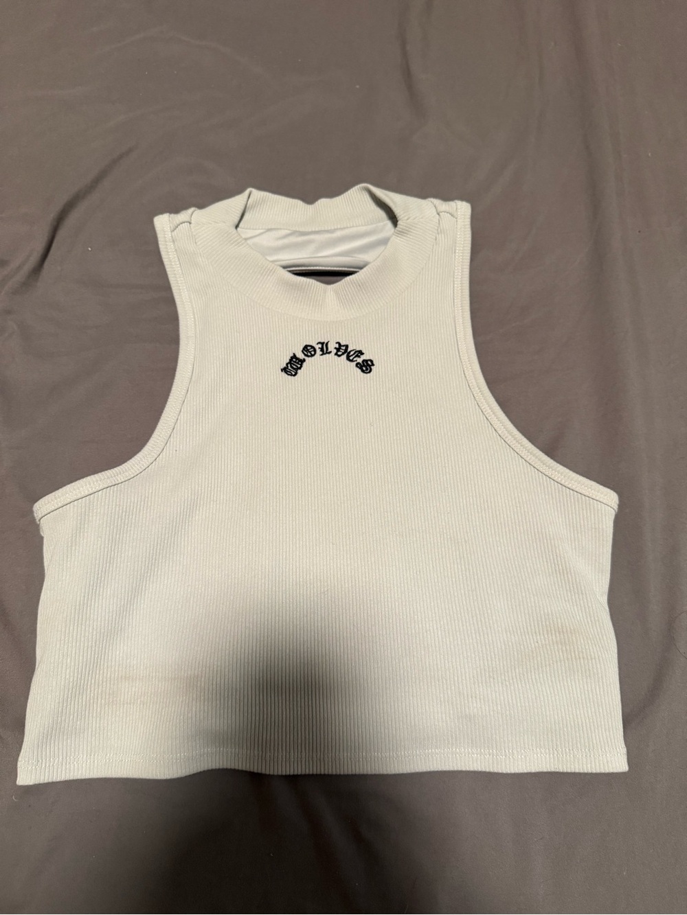 Darc Sport White Ribbed Mock Neck Crop Top